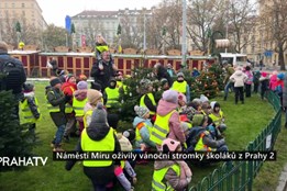 Náměstí Míru oživily vánoční stromky školáků z Prahy 2