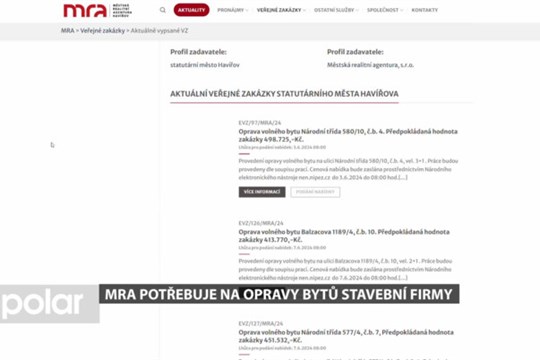 MRA potřebuje na opravy bytů stavební firmy