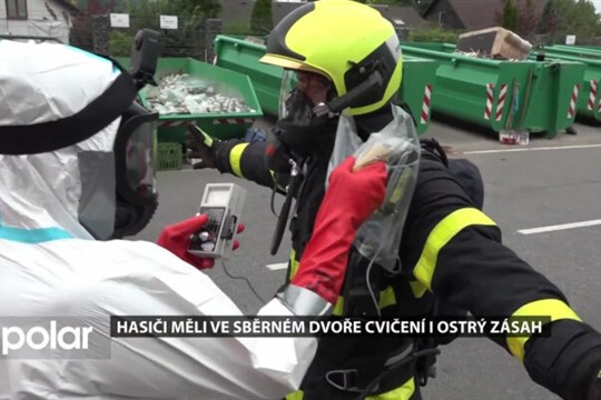 Hasiči měli ve sběrném dvoře cvičení na únik radiace a nakonec kvůli rtuti i ostrý zásah