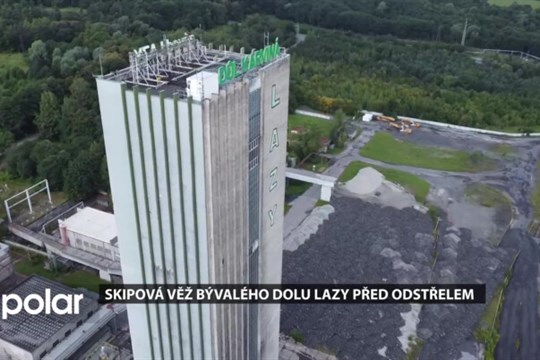 Bezmála 100 metrů vysoká věž Dolu Lazy je připravena k odstřelu