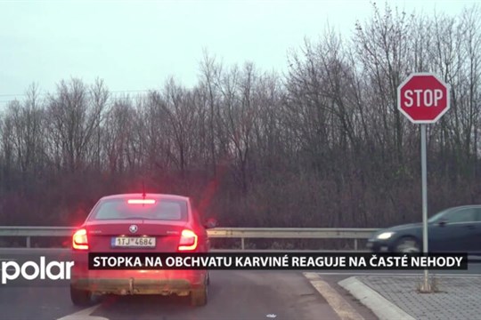 Při vjezdu na obchvat Karviné řidiče zastaví kvůli častým nehodám značka STOP