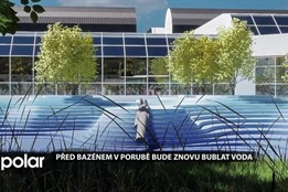 Před bazénem bude znovu bublat voda. Po rekonstrukci předprostoru se vrátí vodní prvek