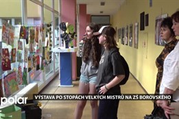 Na ZŠ Borovského se uskutečnila vernisáž výstavy žáků Po stopách velkých mistrů