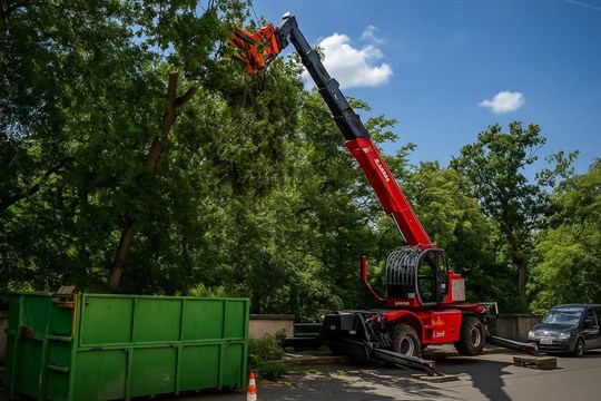 V Pražské ulici v Karlových Varech probíhá prořezávka stromů, dopravu řídí semafory