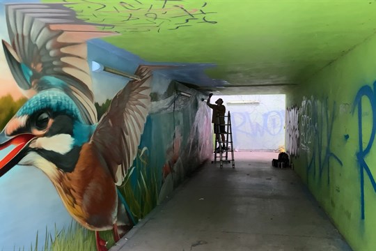 Podchod železnice mezi sídlišti ožívá graffiti Proroka