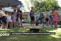 Sousedské slavnosti u knihovny na Opavské ul. Návštěvníci si užili stánky, hudbu i soutěže