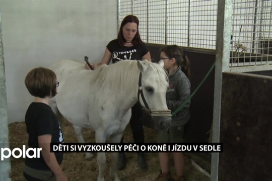 Péče o koně i jízda v sedle. Děti z Frýdku-Místku vyjely v rámci tábora do jízdárny