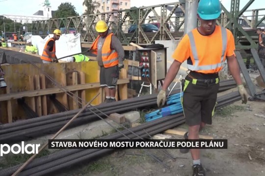 Na Ratibořské ulici v opavské části Kateřinky pokračuje stavba nového mostu přes řeku Opavu