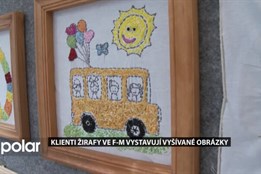 Handicapovaní klienti Žirafy vystavují ve Frýdku-Místku vyšívané obrázky