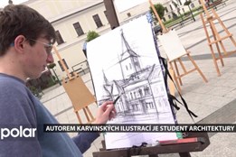 Autorem ilustrací na karvinských propagačních předmětech je mladý student architektury