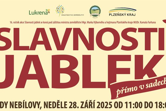 Slavnosti jablek v Nebílovech nabídnou bohatý program, farmářské dobroty i soutěž o nejlepší moučník