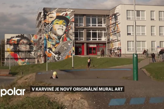 V Karviné vznikl nový mural, je na fasádě střední školy a znázorňuje radost mládí