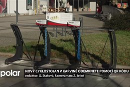 Nový cyklostojan u Kina Centrum v Karviné odemknete snadno pomocí QR kódu