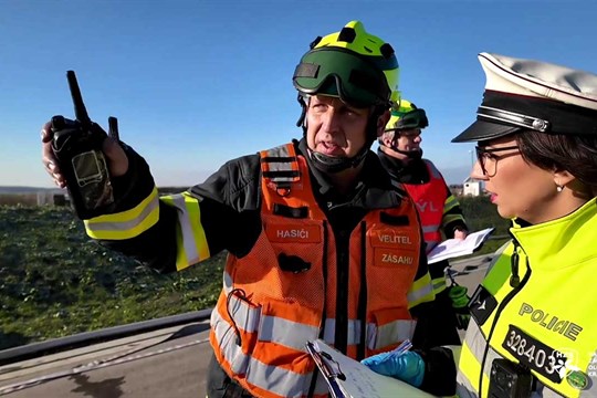 Dálnice D1 u Přerova: simulovaná hromadná nehoda prověřila záchranáře