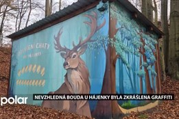 Nevzhledná bouda u hájenky byla zkrášlena graffiti