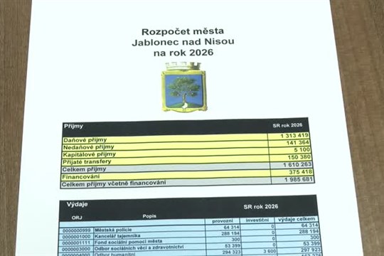 Jablonec schválil rozpočet pro rok 2026