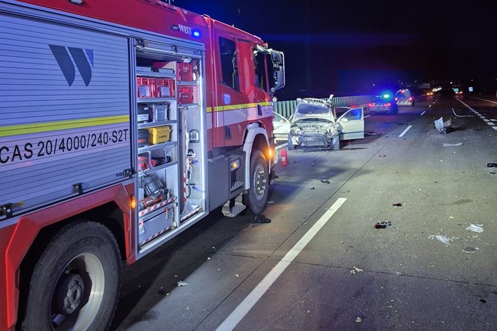 Dálnici D1 u Hulína uzavřela na několik hodin dopravní nehoda dvou osobních vozidel