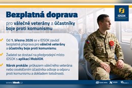 Veteráni v Olomouckém kraji nově cestují veřejnou dopravou zdarma