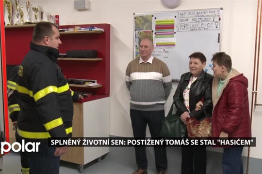 Postiženému Tomášovi se splnil životní sen: stal se na den "hasičem"