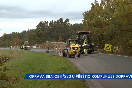 Oprava silnice II/230 u Přeštic komplikuje dopravu