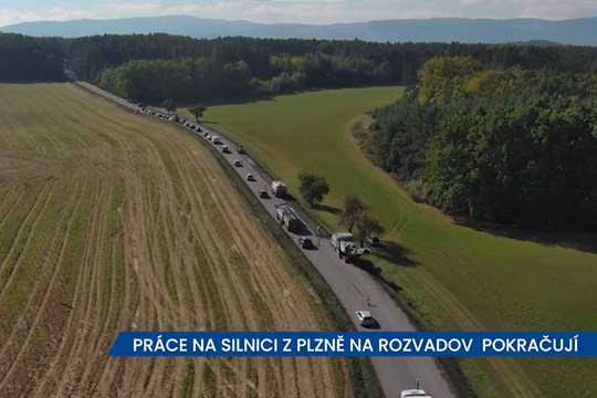 Práce na silnici z Plzně na Rozvadov pokračují
