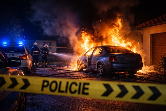 Zaplatil pět tisíc za zapálení auta. Organizátor útoku je ve vazbě